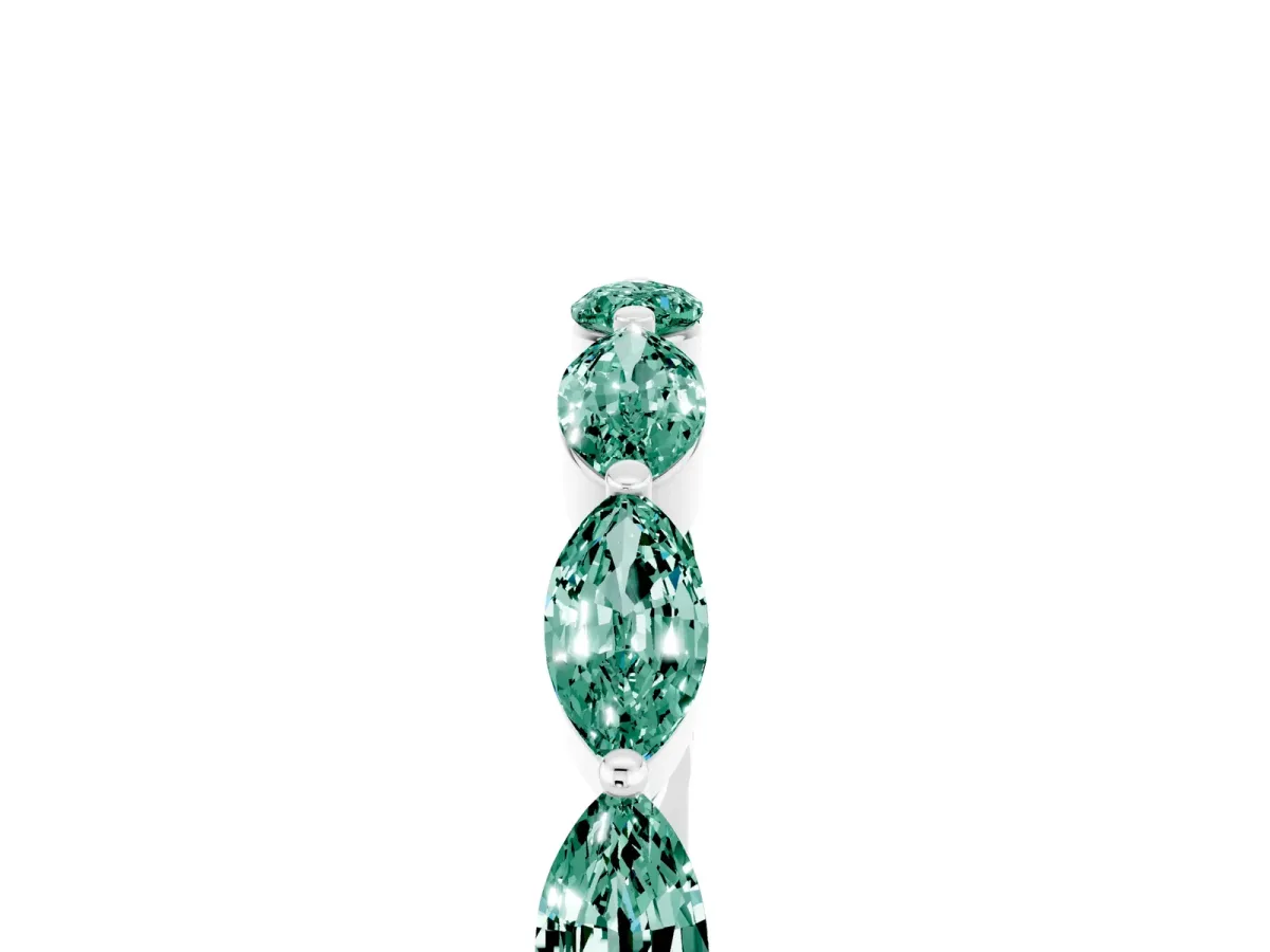 Marquise Green Sapphire Half Eternity Band with Prong Setting Platinum