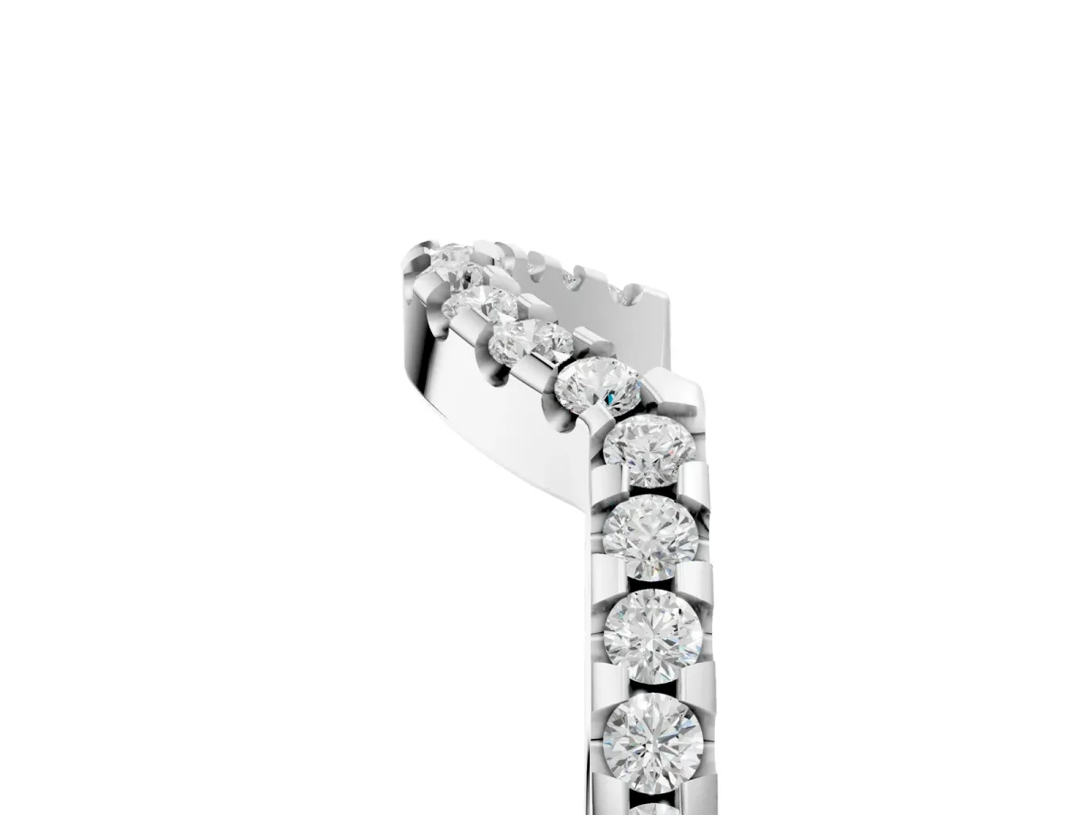 Pavé Round Diamond Contour Band with U-Prong Setting White gold