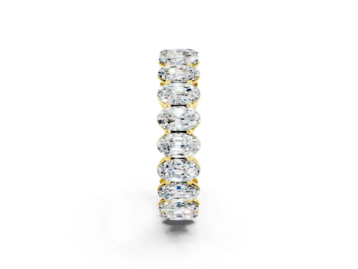 Oval Cut Moissanite Eternity Band with Shared Prong Setting Yellow gold