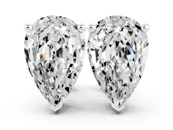 Pear Cut Moissanite Stud Earrings Platinum