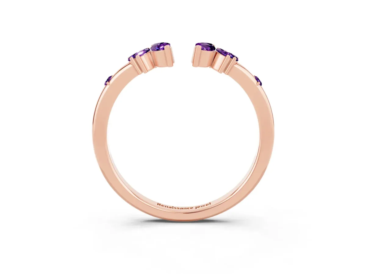 Open Marquise Cluster Amethyst Band with Prong Setting Rose gold