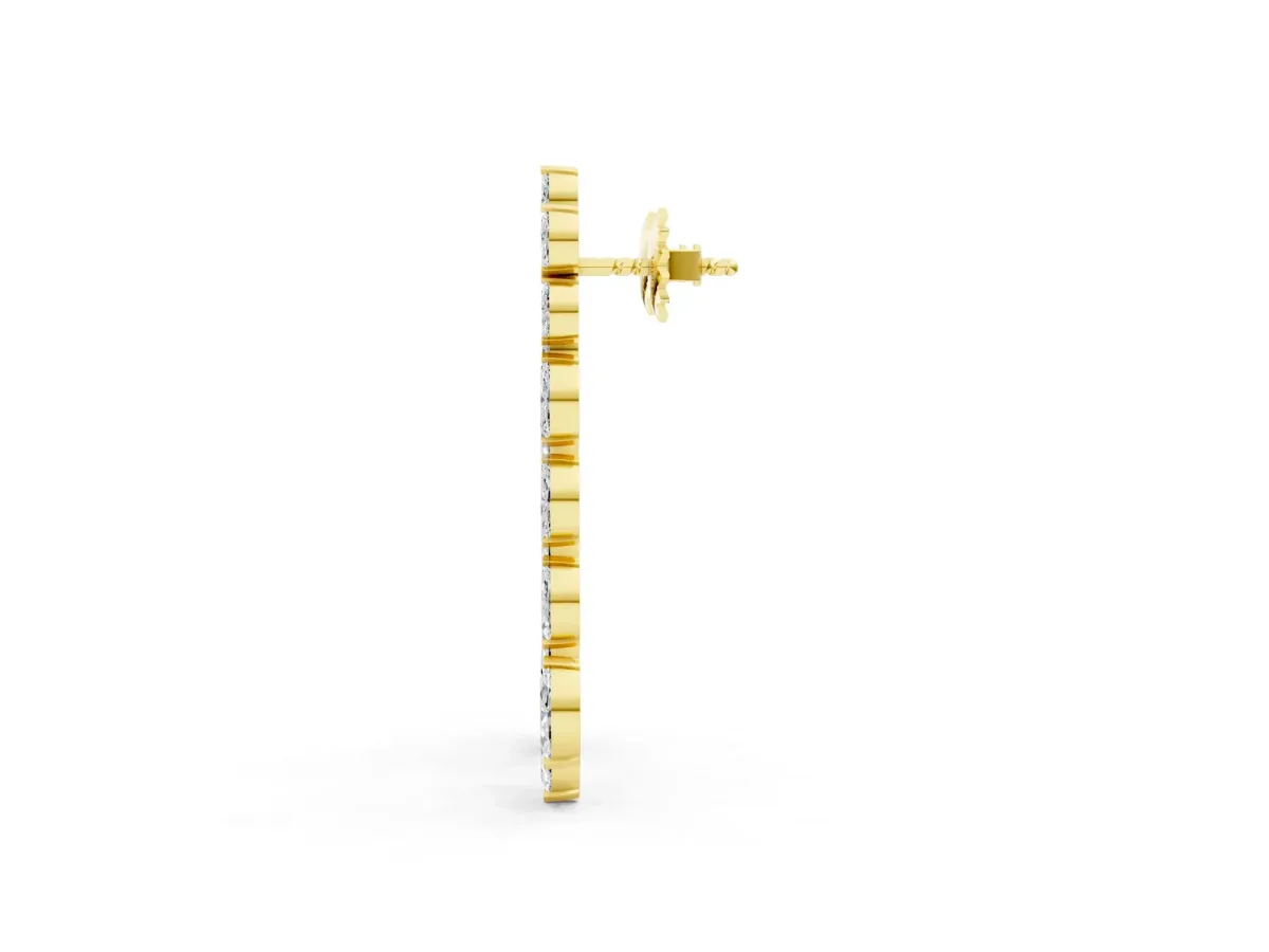 Marquise Diamond Linear Drop Earrings Yellow gold