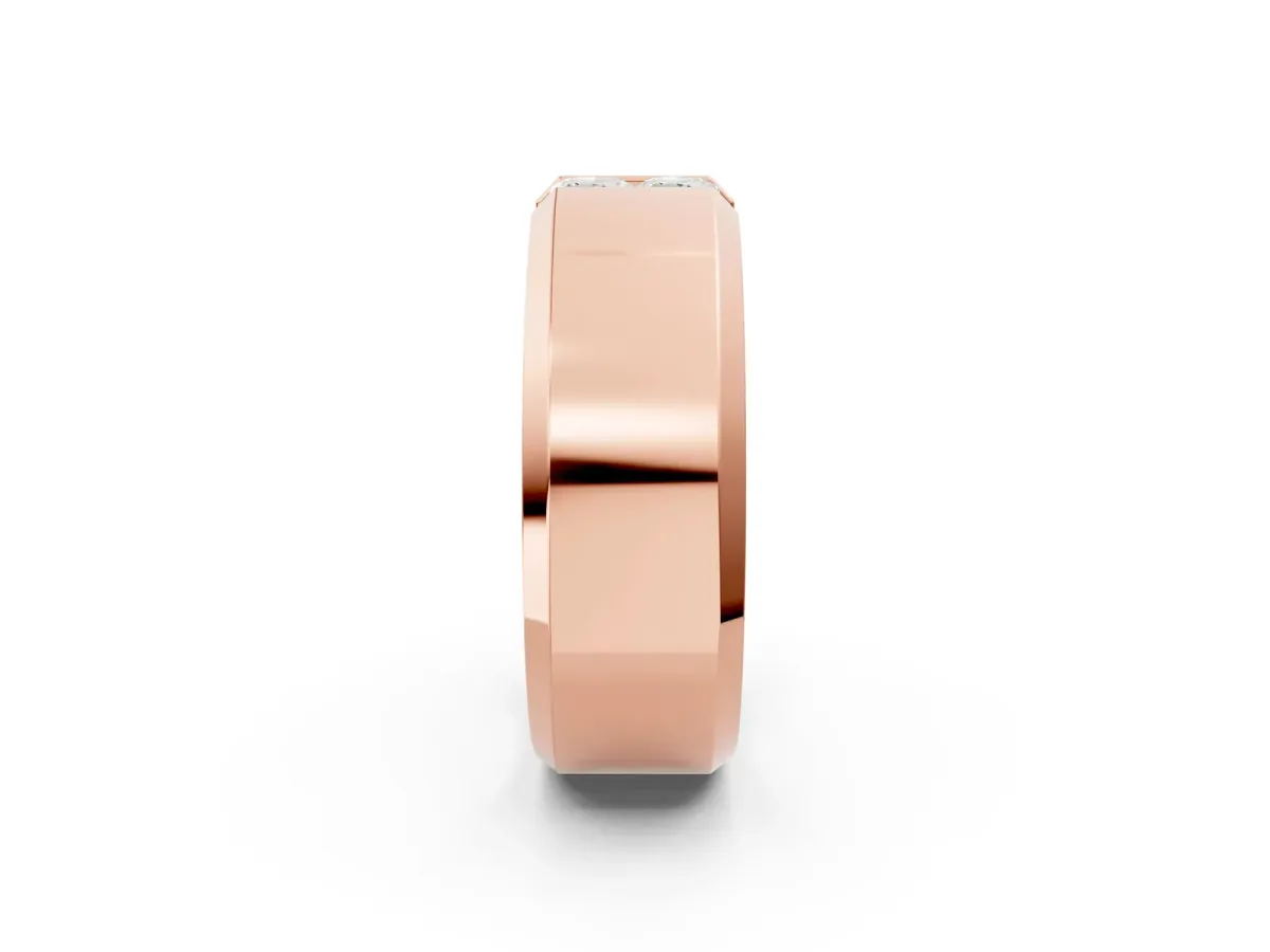 Princess Diamond Two-Stone Mens Band Rose gold