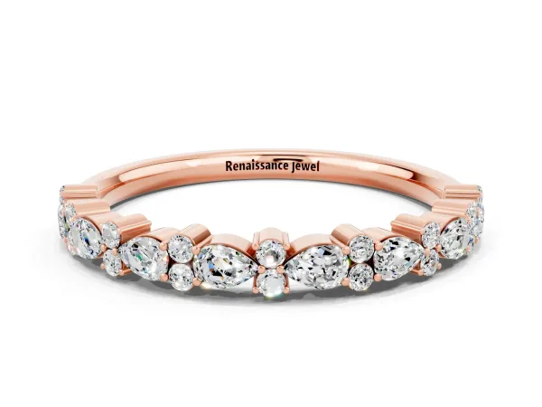 Pear and Round Moissanite Wedding Band Rose gold