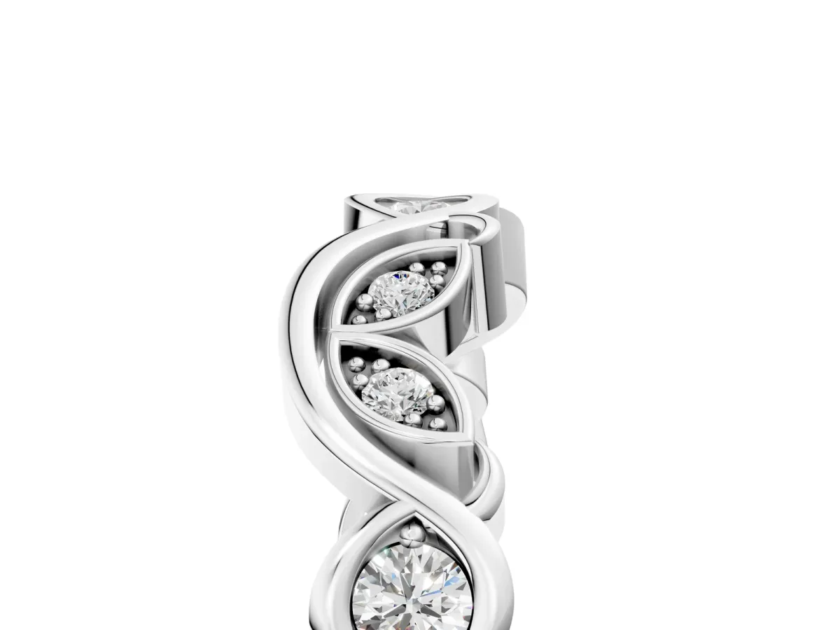 Marquise and Round Diamond Infinity Eternity Band with Bezel Setting Silver