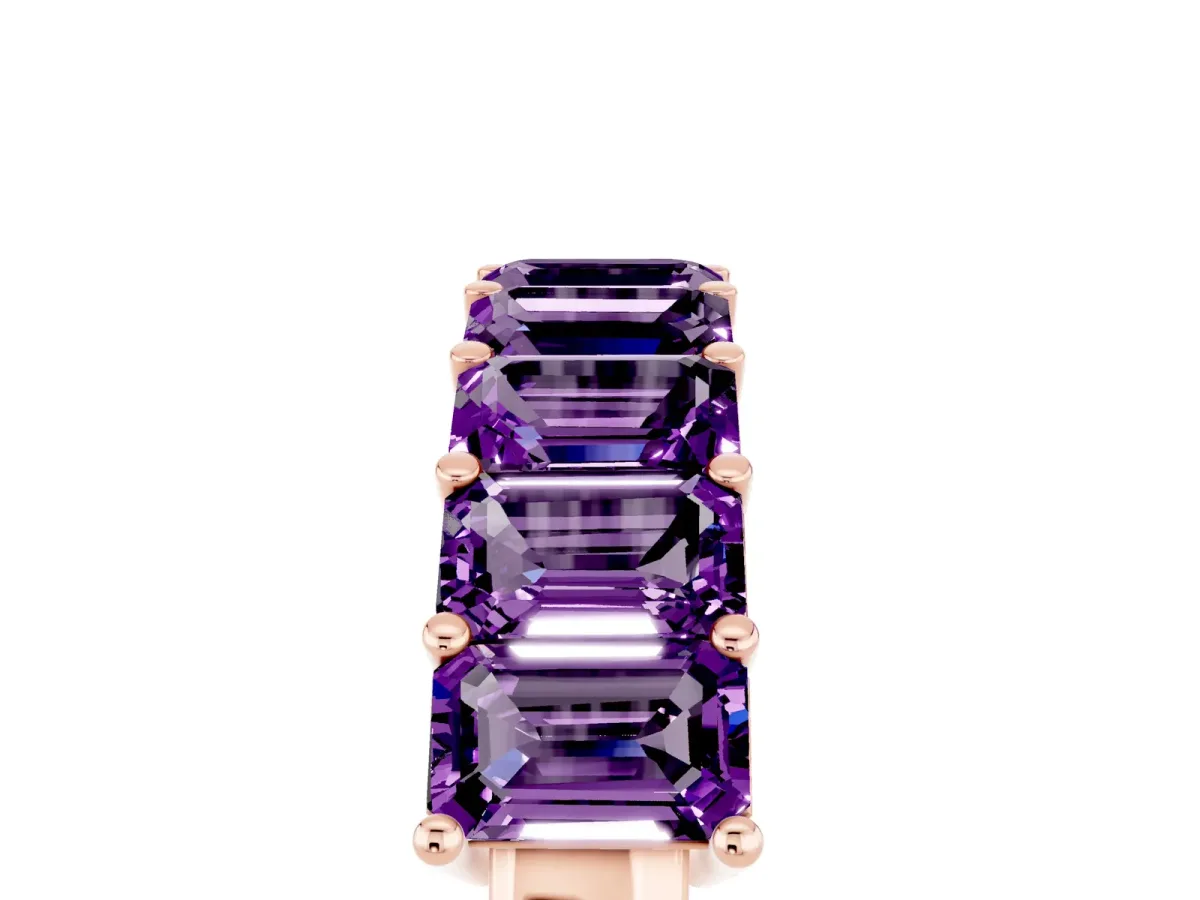 Emerald Cut Amethyst Prong-Set Eternity Band Rose gold