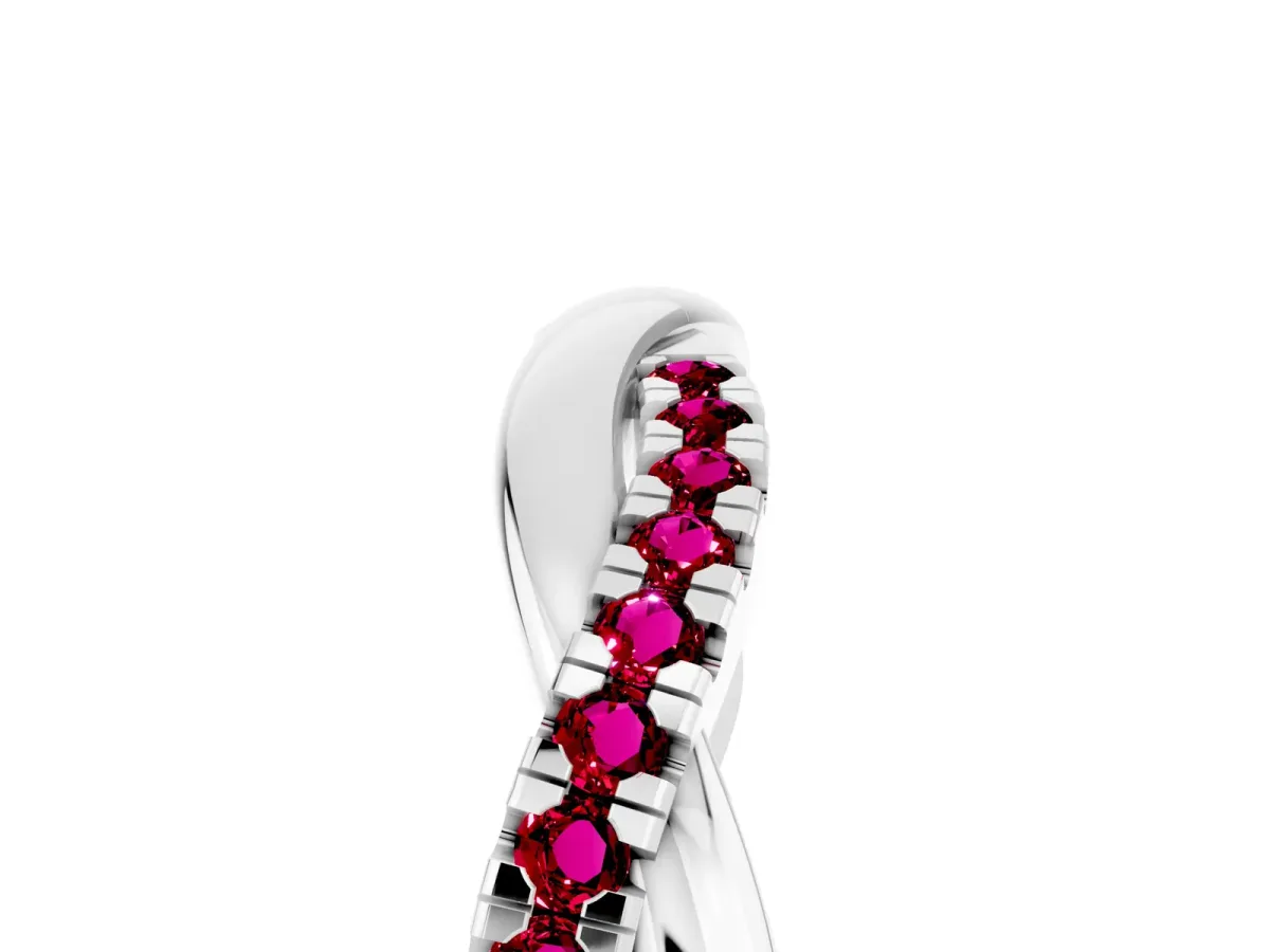 Round Garnet Twisted Infinity Band with Prong Setting Silver