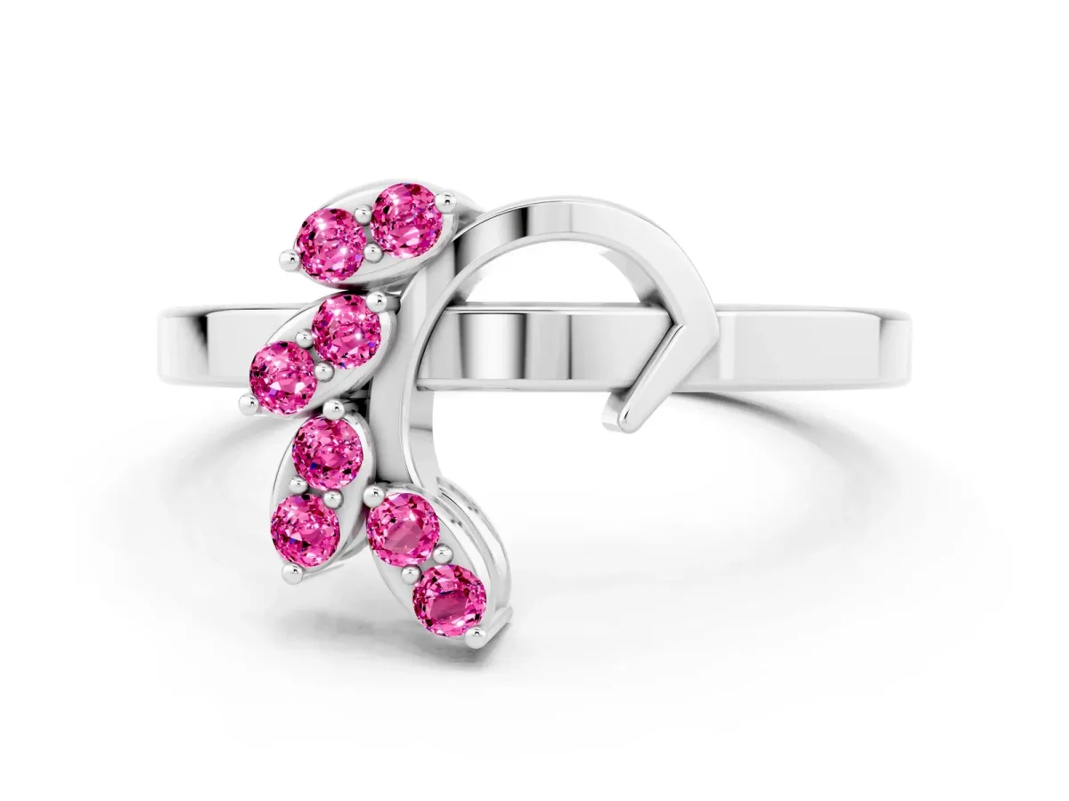 Marquise Pink Sapphire Cluster Bypass Ring with Prong Setting Silver