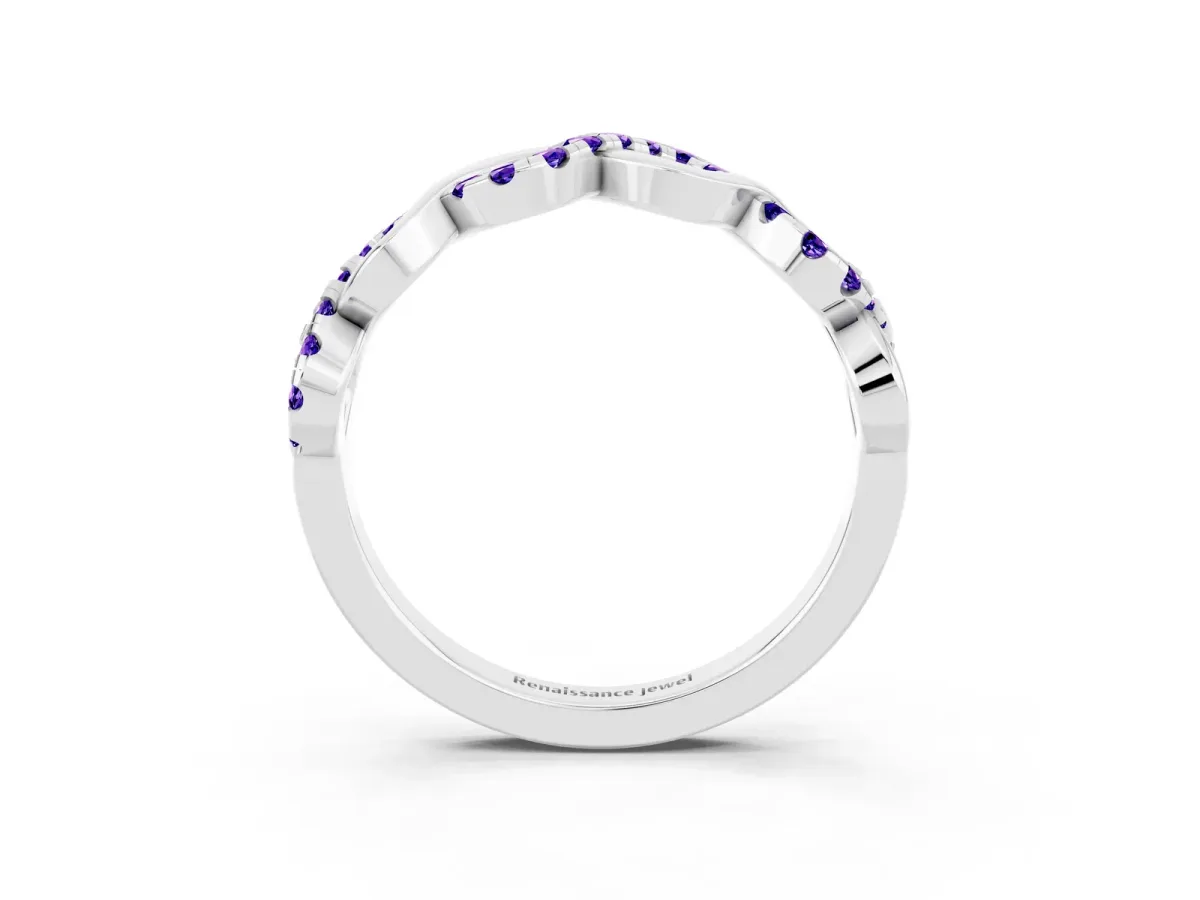 Twist Infinity Round Tanzanite Band with Pavé Setting Silver