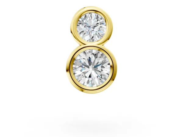 Round Diamond Duo Flatback Earring Yellow gold