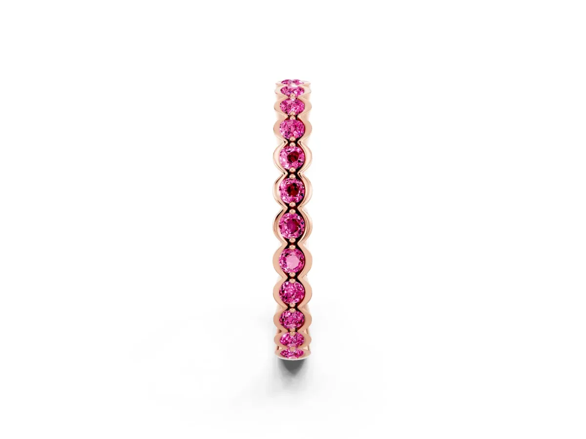 Round Pink Sapphire Bezel Set Eternity Band Rose gold
