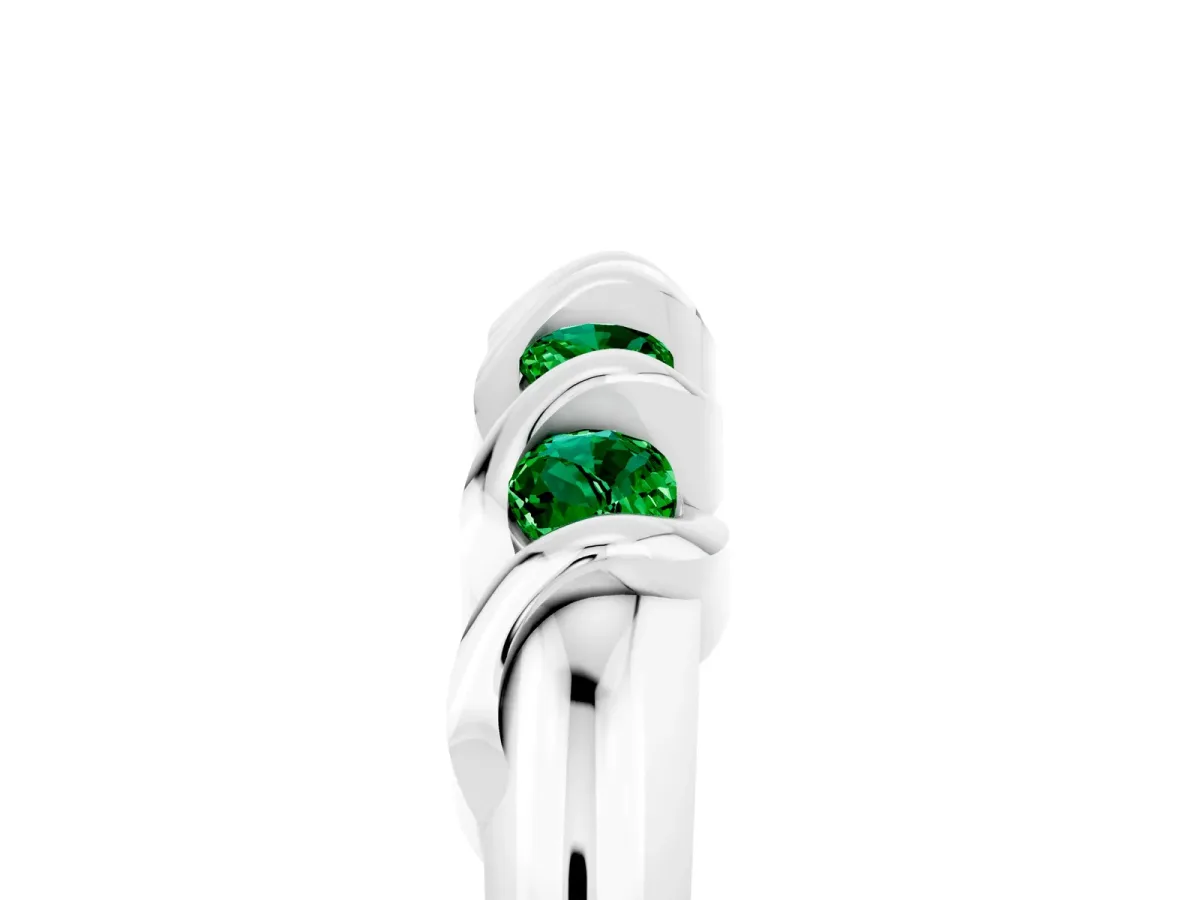 Round Emerald Eternity Band with Twist Prong Setting Silver