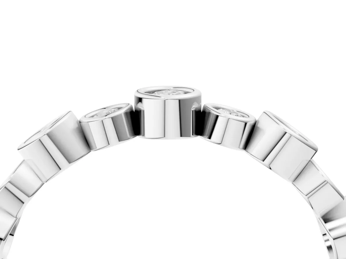Bezel Set Round Diamond Half Eternity Band Silver