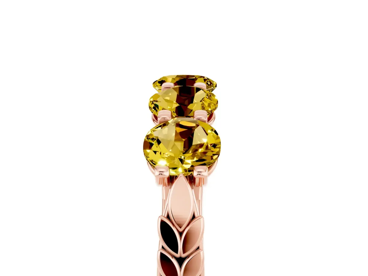 Five-Stone Round Yellow Sapphire Prong-Set Band Rose gold