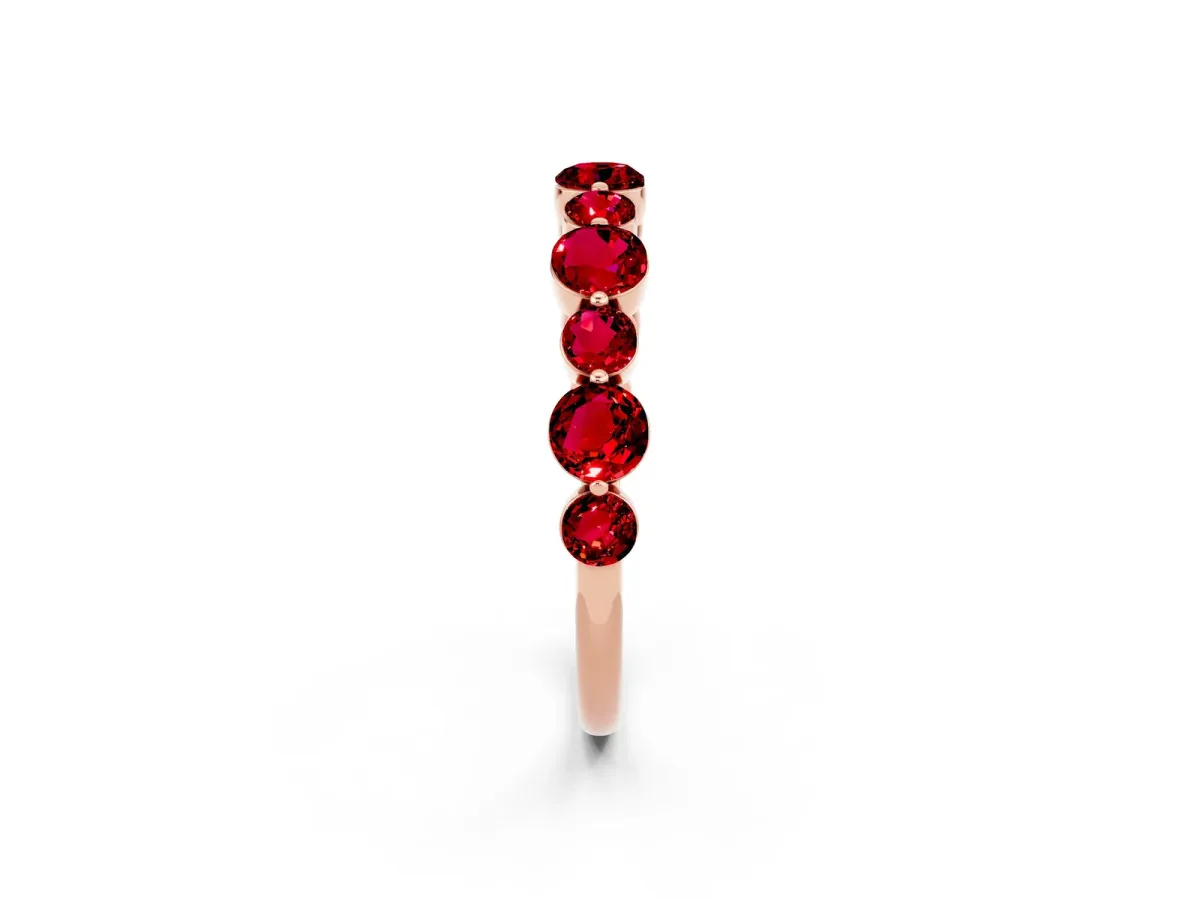 Round Ruby Scalloped Prong Set Eternity Band Rose gold