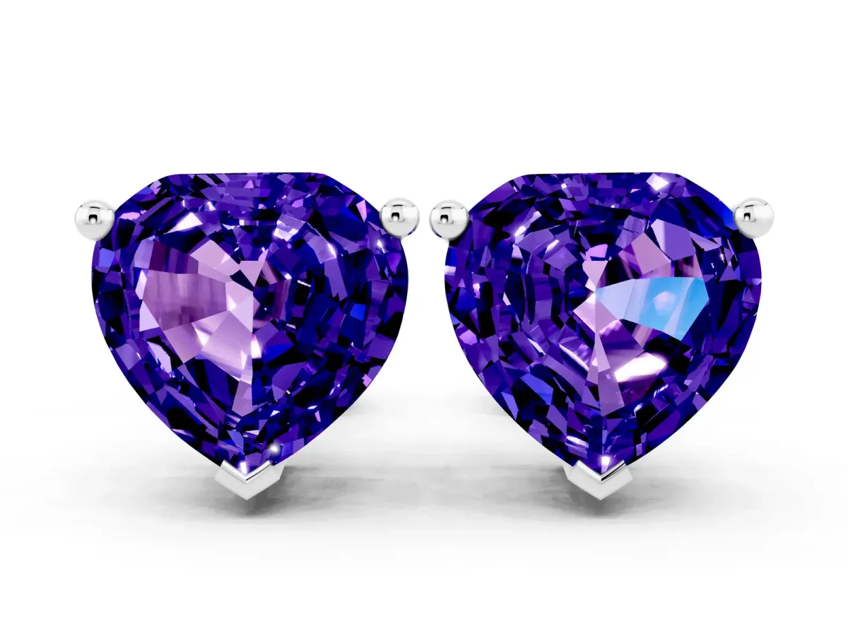 Heart Cut Tanzanite Stud Earrings Platinum