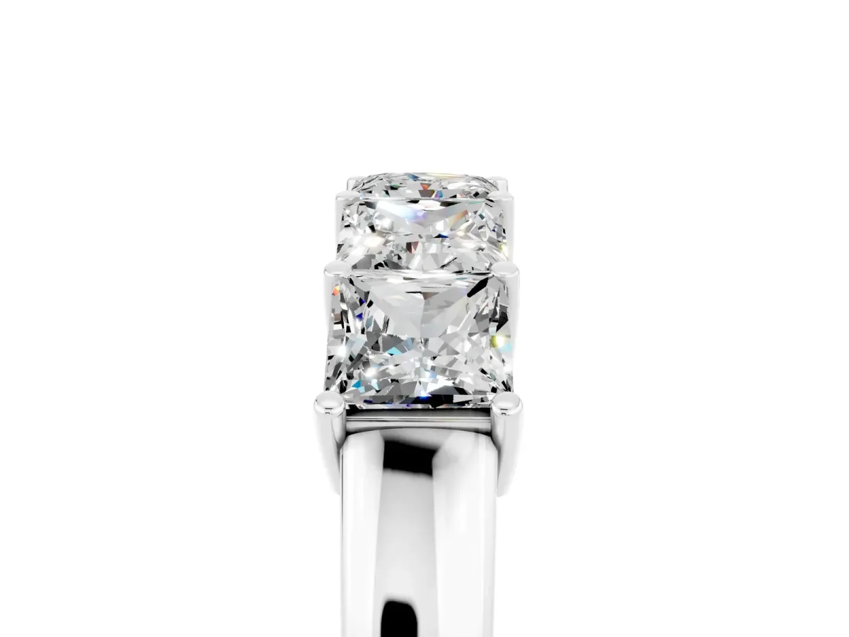 Princess Cut Five-Stone Moissanite Band with Prong Setting Platinum
