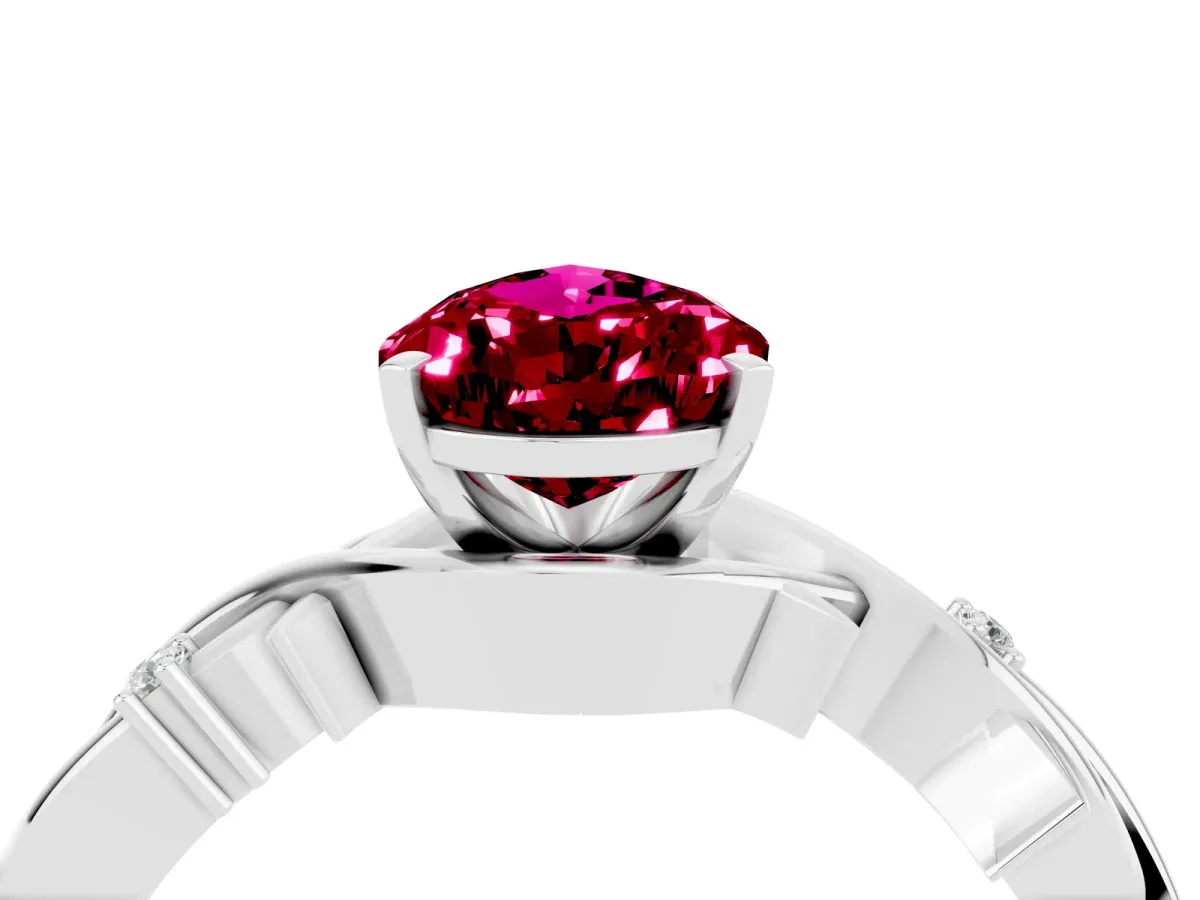 Pear Cut Garnet Solitaire Ring with Twisted Band and Prong Setting Silver