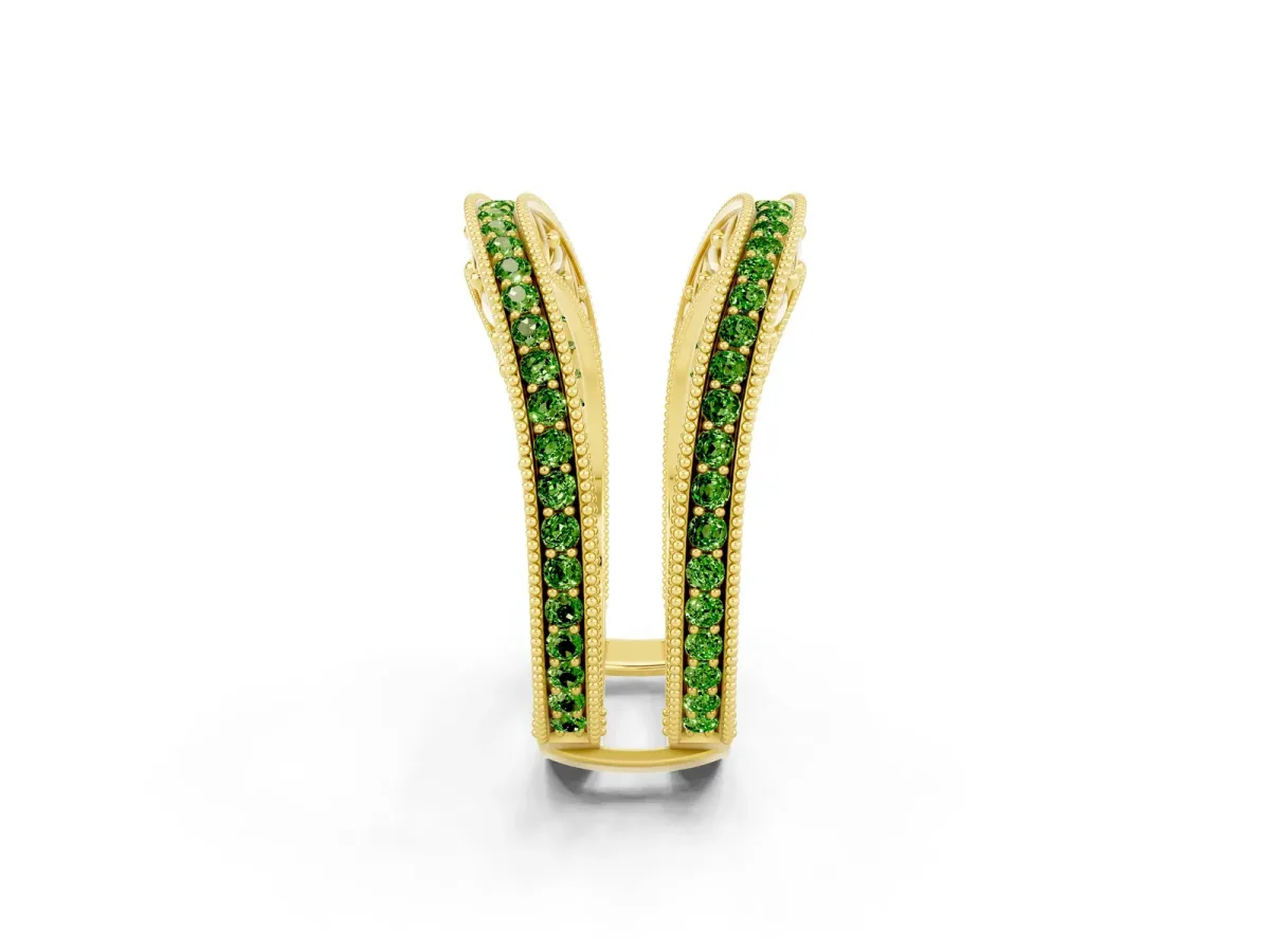 Round Peridot Milgrain Eternity Band with Channel Setting Yellow gold