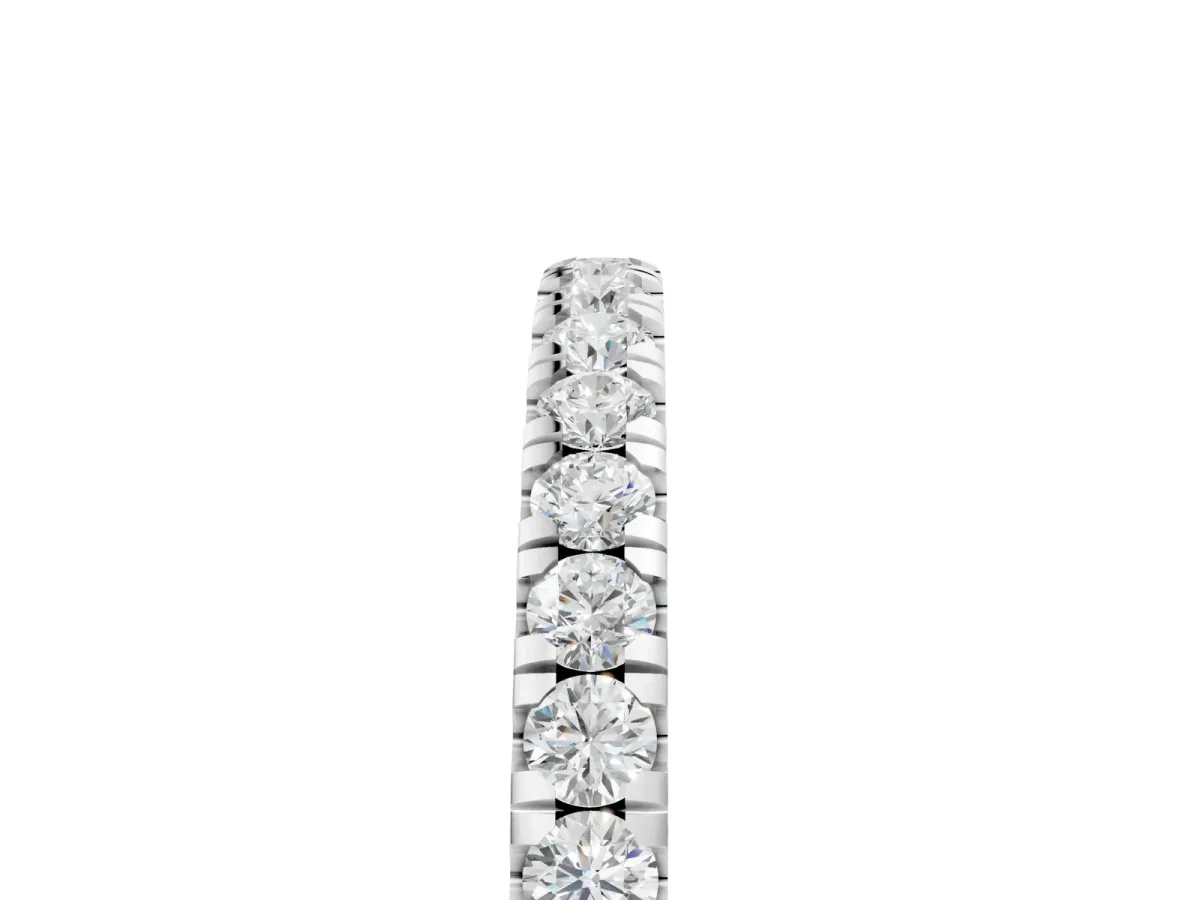 Round Diamond Pavé Eternity Band with U-Prong Setting Silver