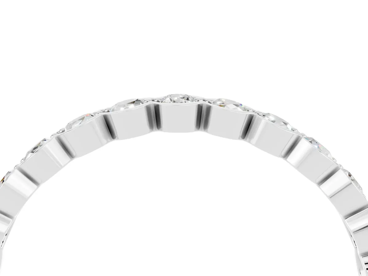 Round Moissanite Bezel Set Eternity Band Silver