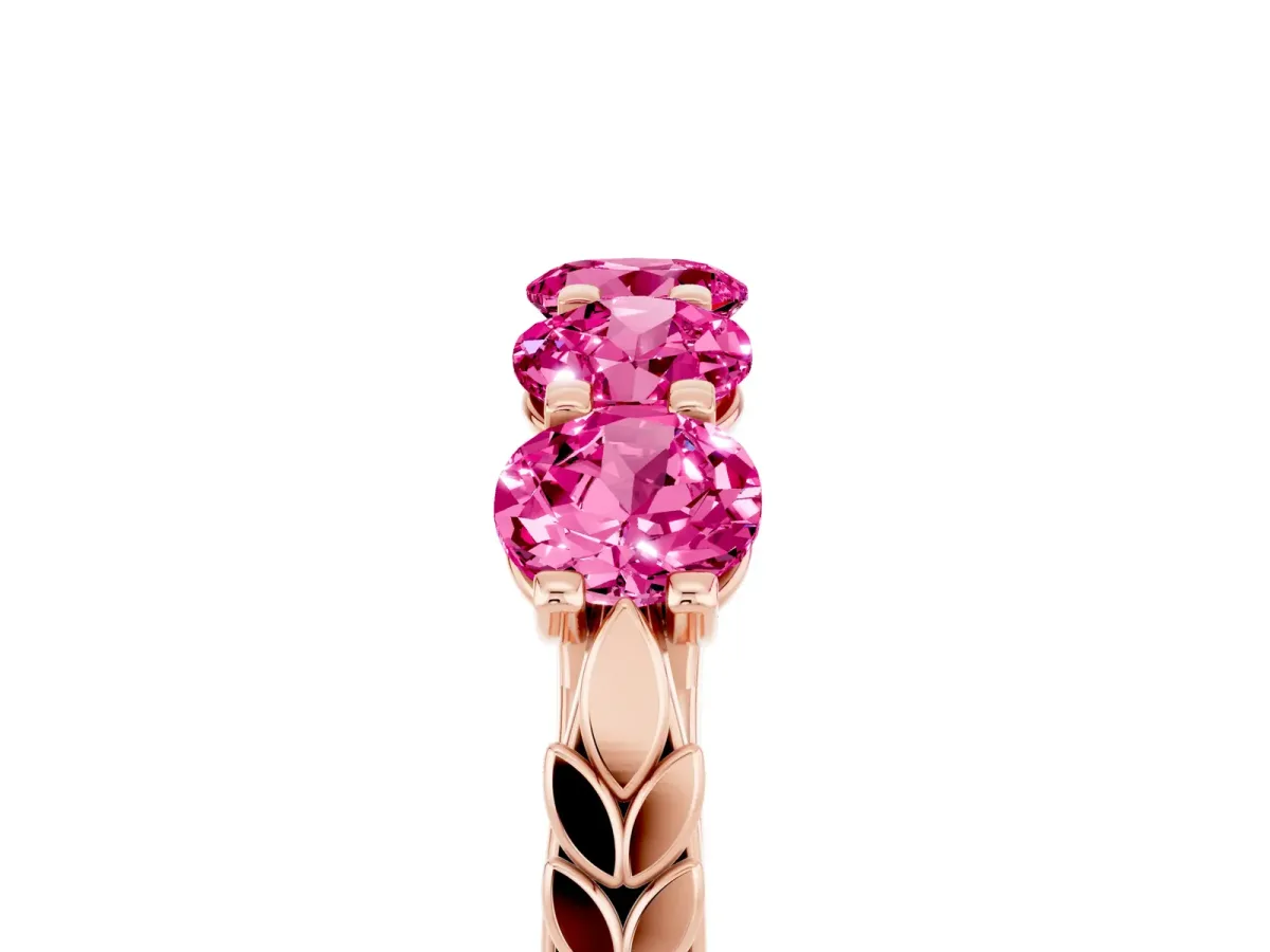 Five-Stone Round Pink Sapphire Prong-Set Band Rose gold