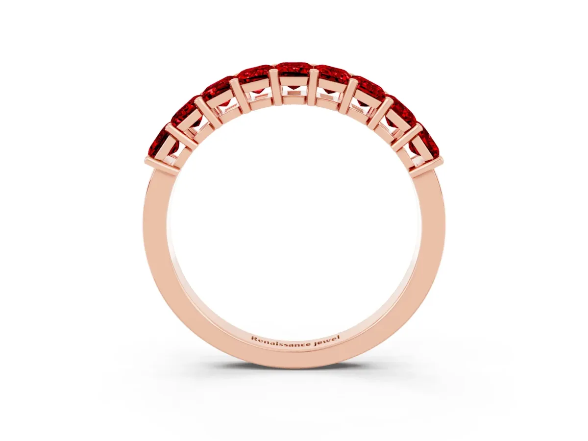 Emerald Cut Ruby Prong-Set Eternity Band Rose gold