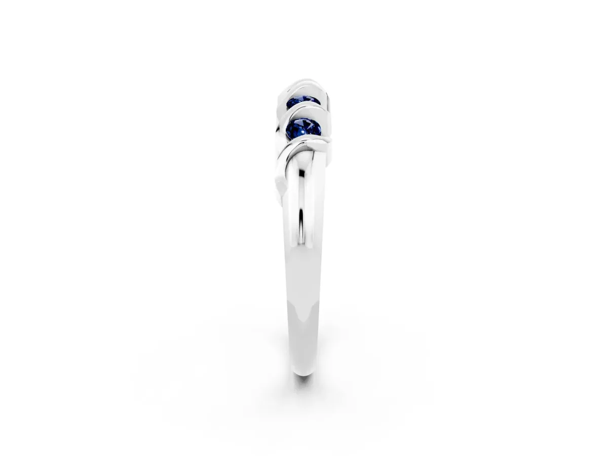 Round Blue Sapphire Eternity Band with Twist Prong Setting Platinum