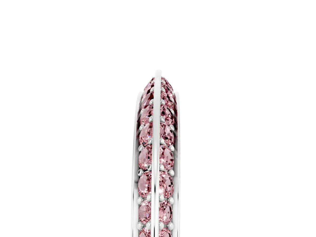 Double Row Pavé Round Morganite Eternity Band with Channel Setting Silver
