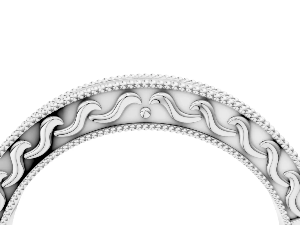 Channel Set Round Diamond Milgrain Edge Eternity Band Silver