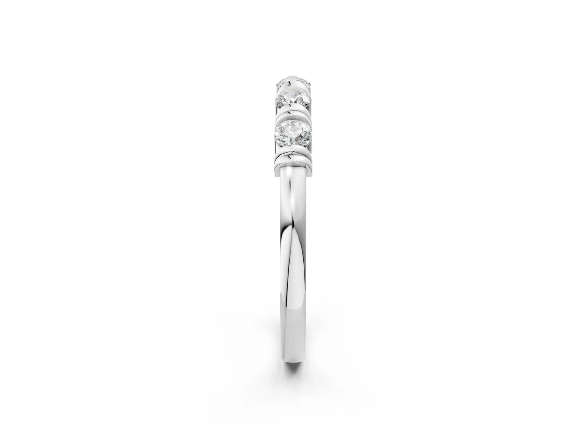 Bezel-Set Round Diamond Half-Eternity Band Silver