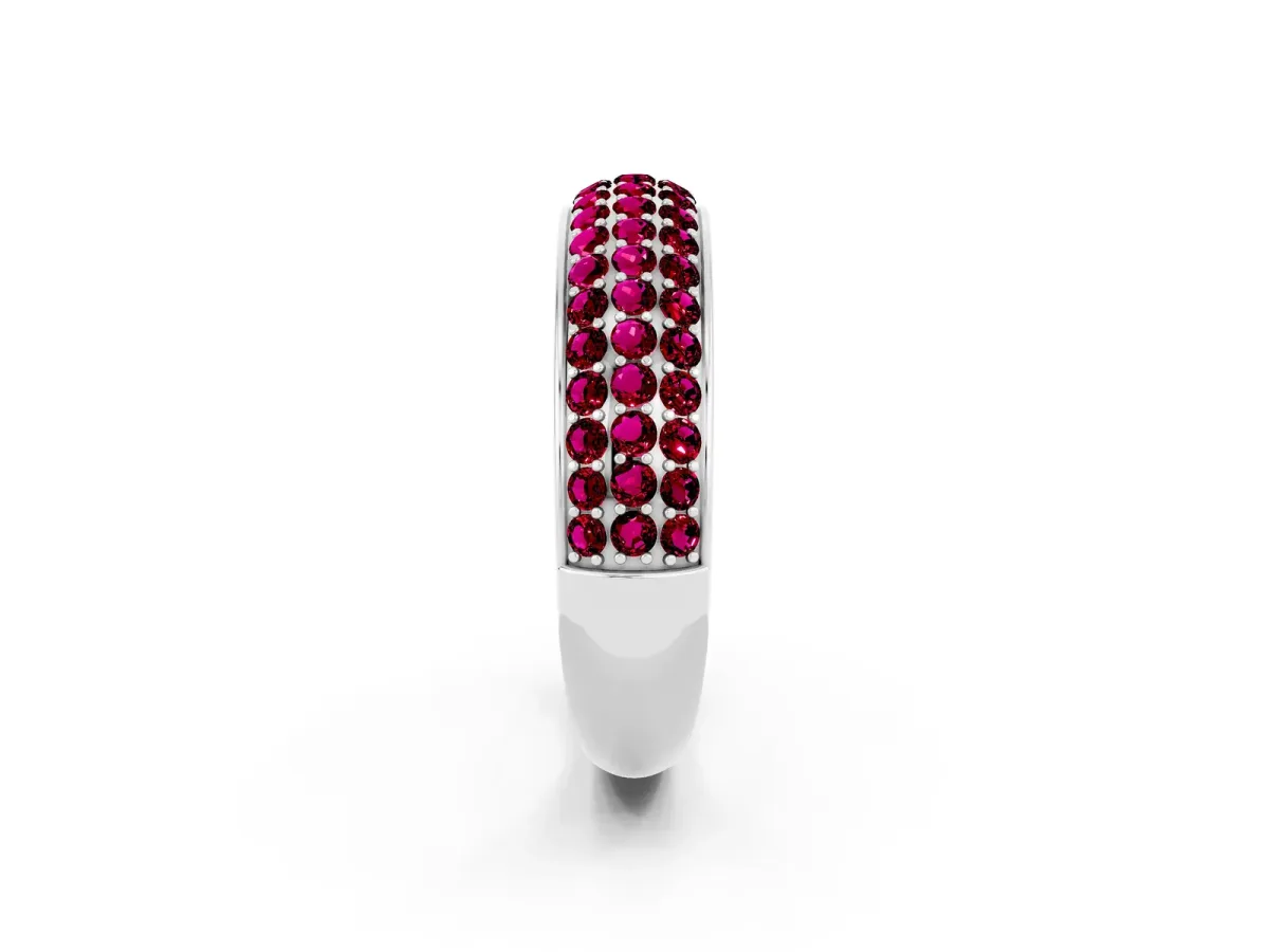 Three-Row Round Garnet Eternity Band with Shared Prong Setting Silver