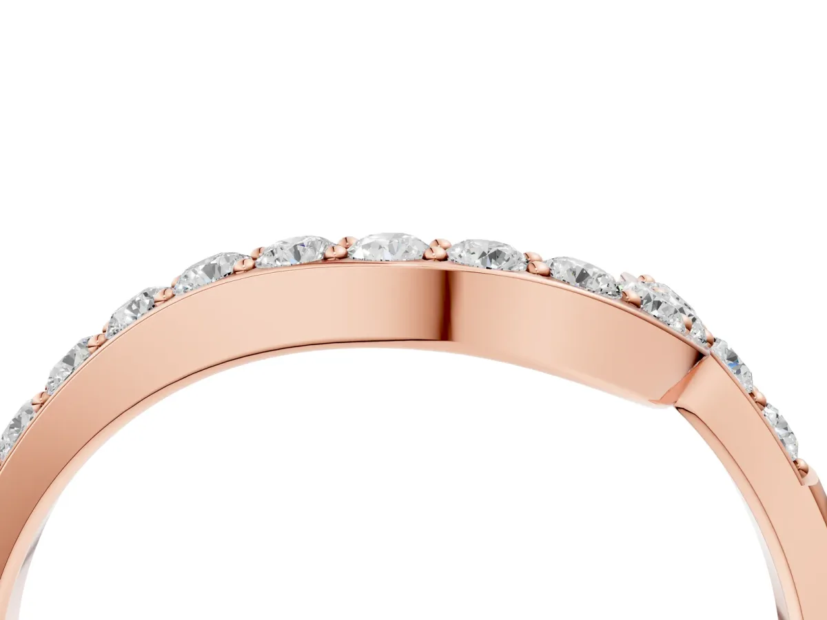 Round Diamond Pavé Chevron Wedding Band Rose gold