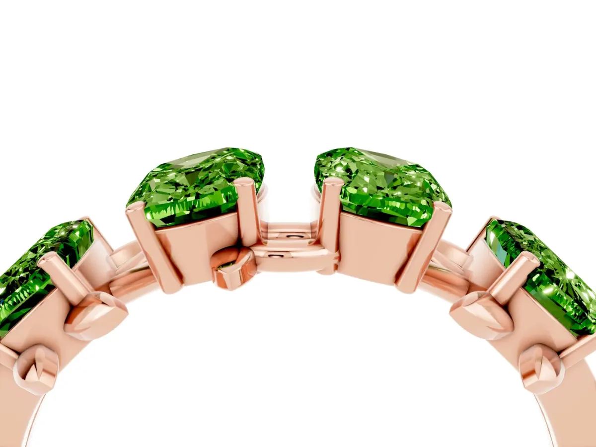 Emerald Cut Peridot Prong-Set Half Eternity Band Rose gold