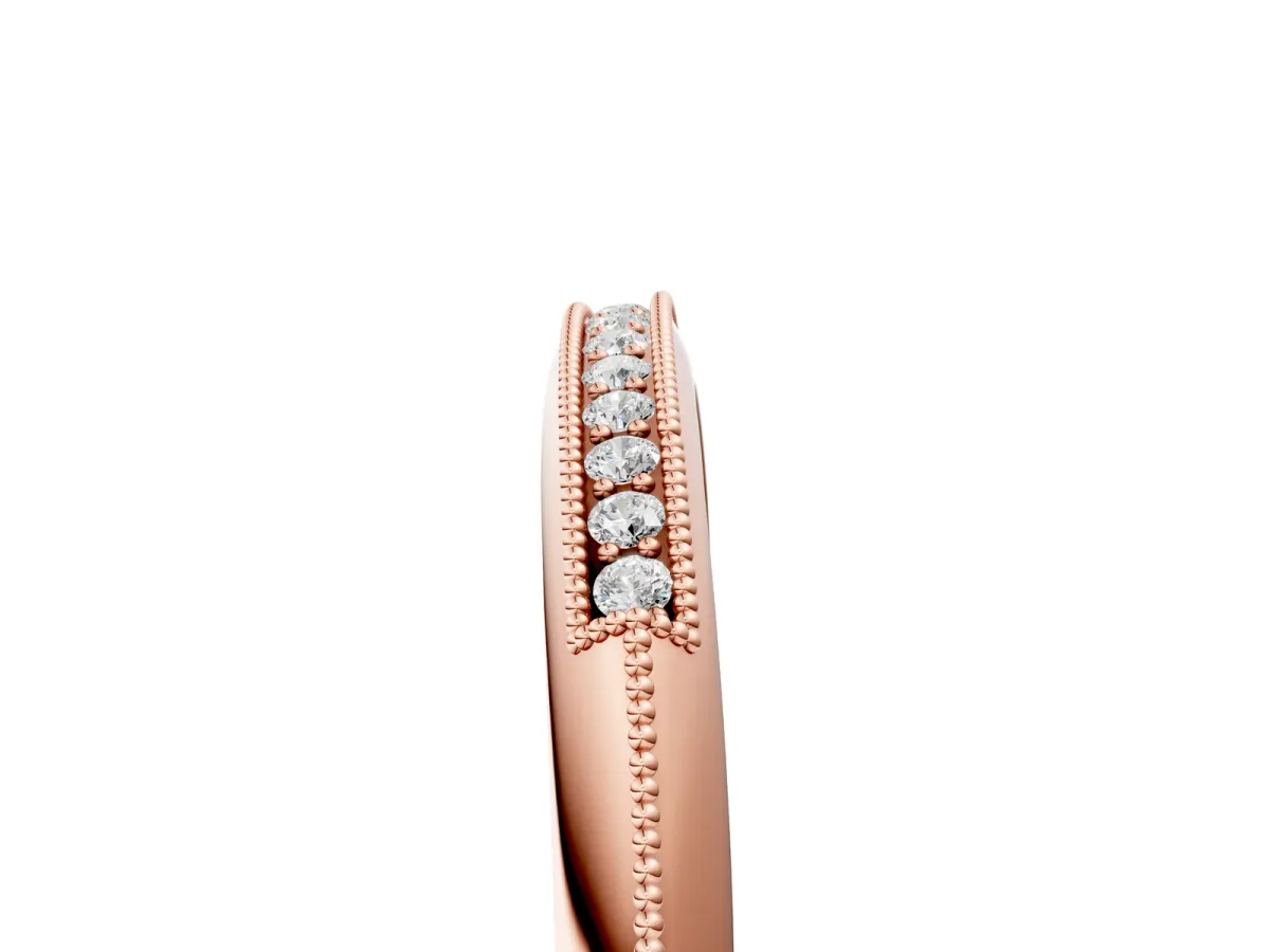 Milgrain Round Diamond Pavé Set Half Eternity Band Rose gold