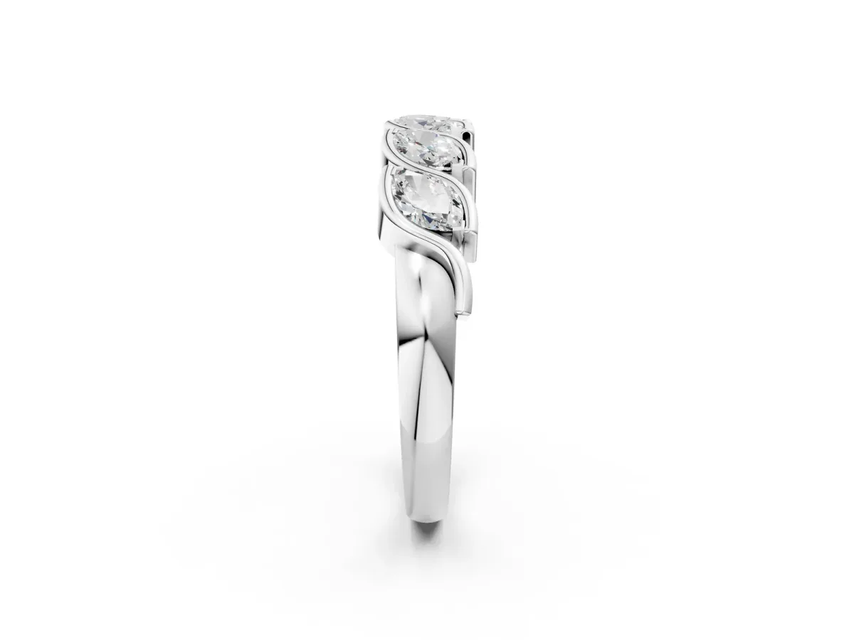Marquise Diamond Wave Band with Channel Setting White gold