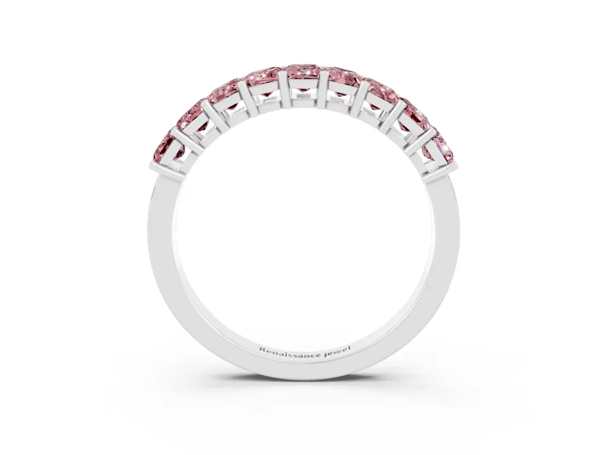 Emerald Cut Morganite Prong-Set Eternity Band Platinum