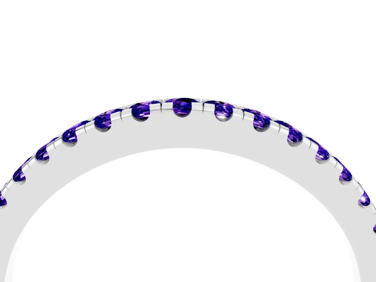 Round Tanzanite Pavé Half Eternity Band with Shared Prong Setting Platinum