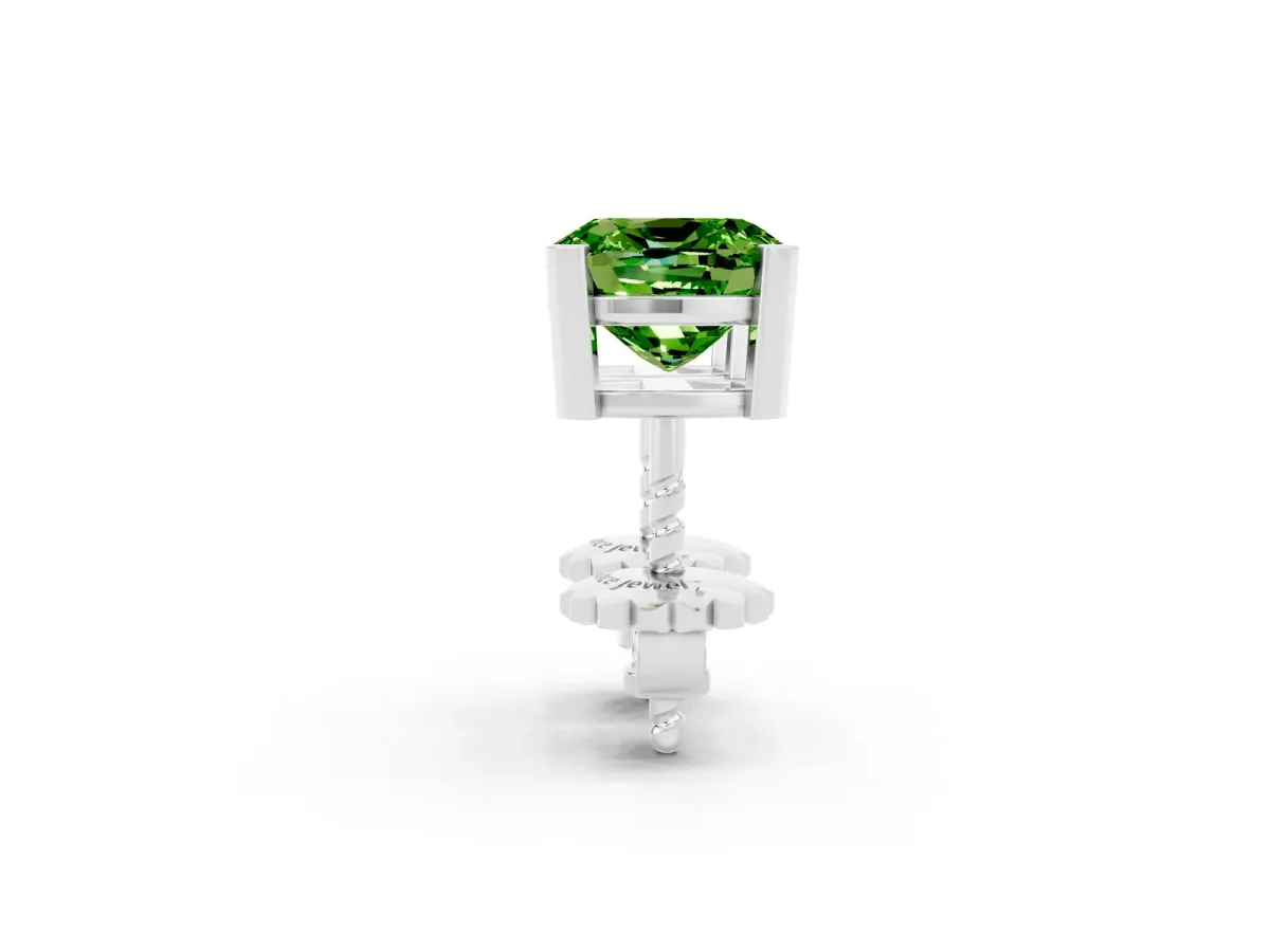 Cushion Cut Peridot Stud Earrings Silver