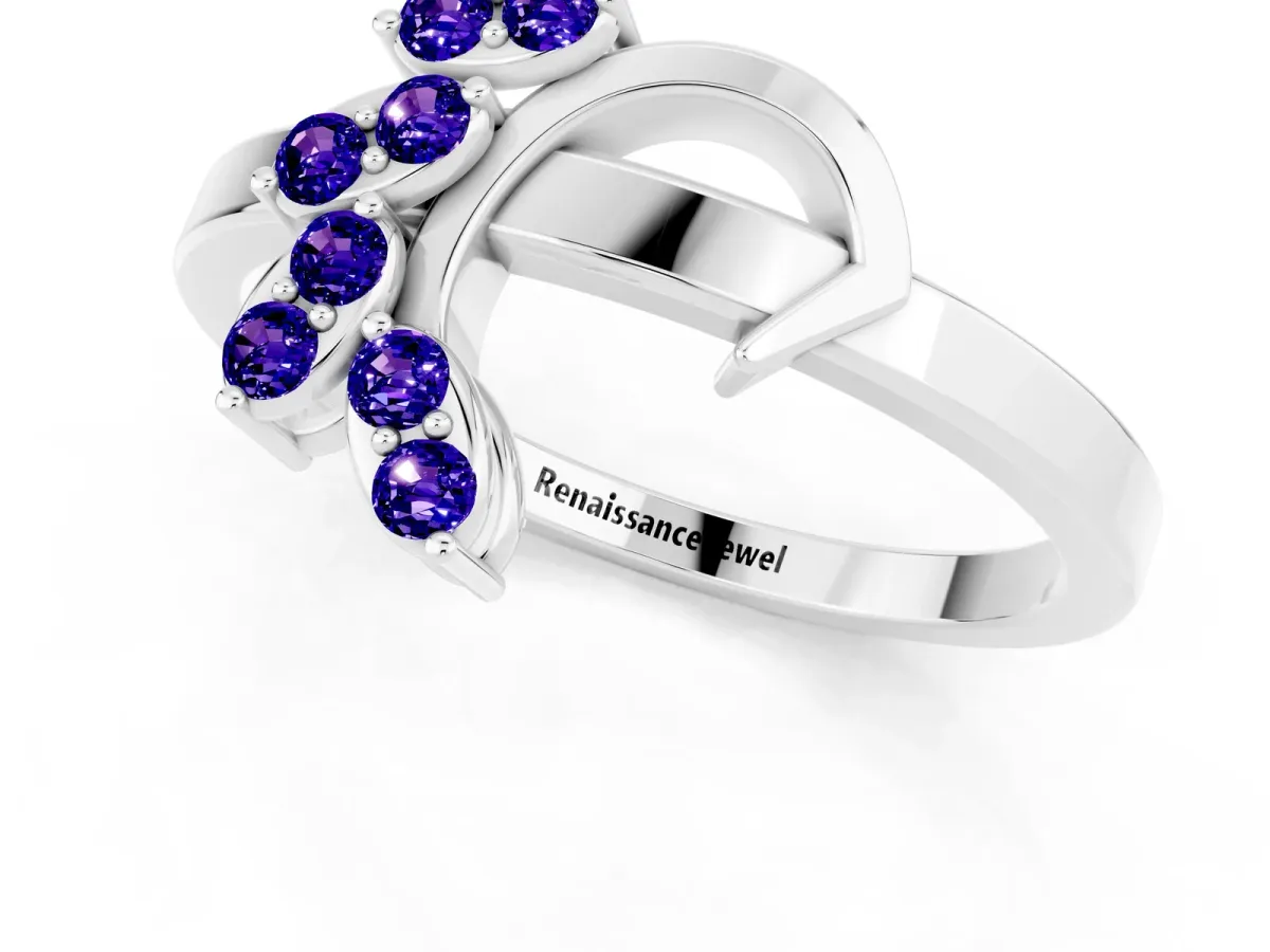 Marquise Tanzanite Cluster Bypass Ring with Prong Setting Platinum
