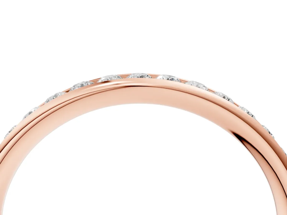 Round Diamond Channel Set Comfort Fit Band Rose gold