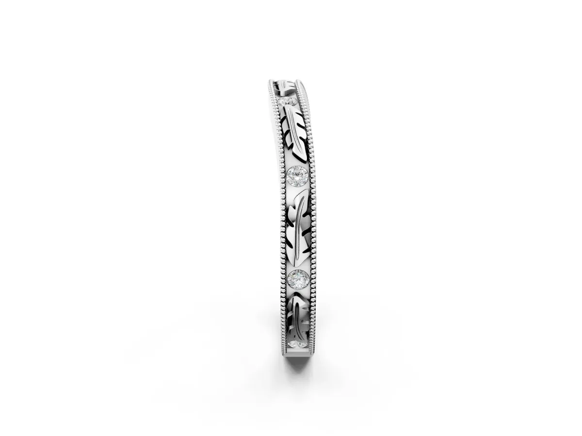 Milgrain Bezel Set Round Diamond Eternity Band Platinum