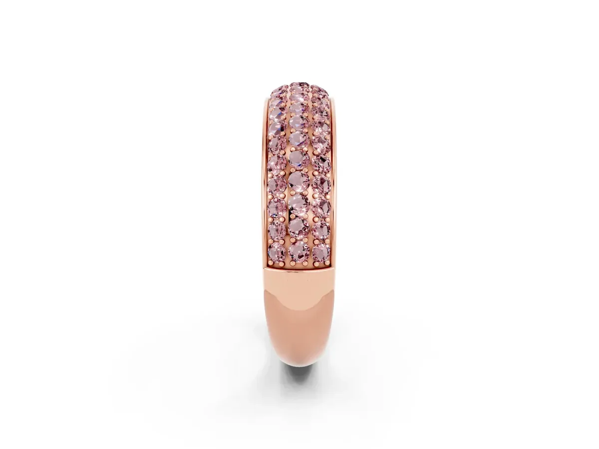 Three-Row Round Morganite Eternity Band with Shared Prong Setting Rose gold