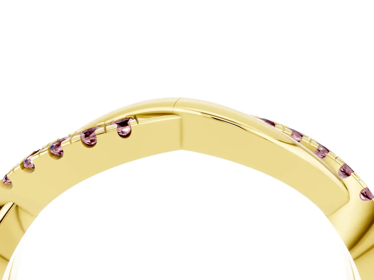 Round Morganite Twisted Infinity Band with Prong Setting Yellow gold