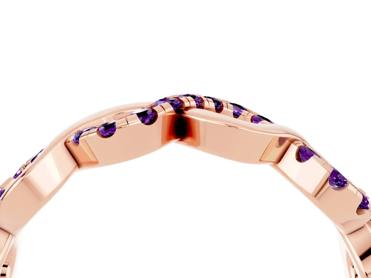 Twist Infinity Round Amethyst Band with Pavé Setting Rose gold