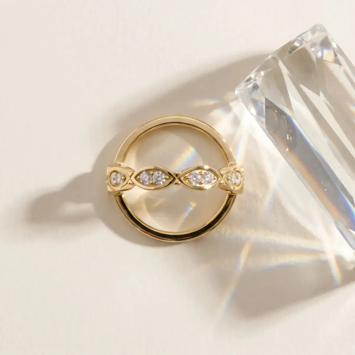 Marquise Diamond Bezel Set Eternity Band Yellow gold