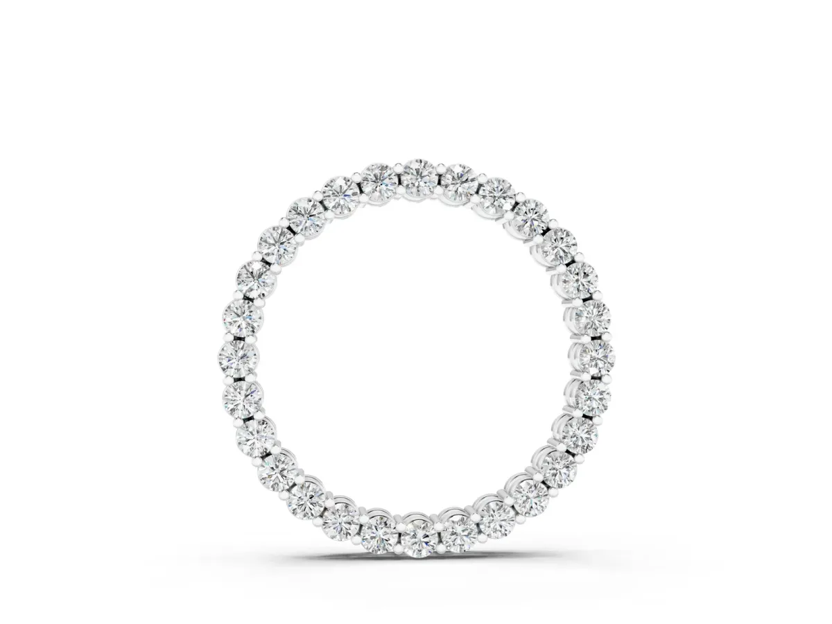 Round Diamond Prong Set Eternity Pendant Silver