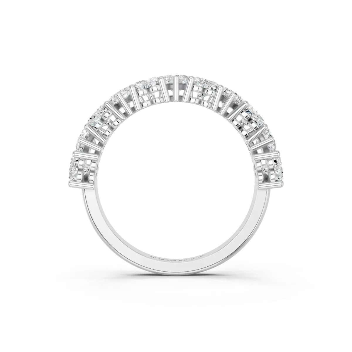 Heart Half Eternity Band with Shared Prong Setting Silver
