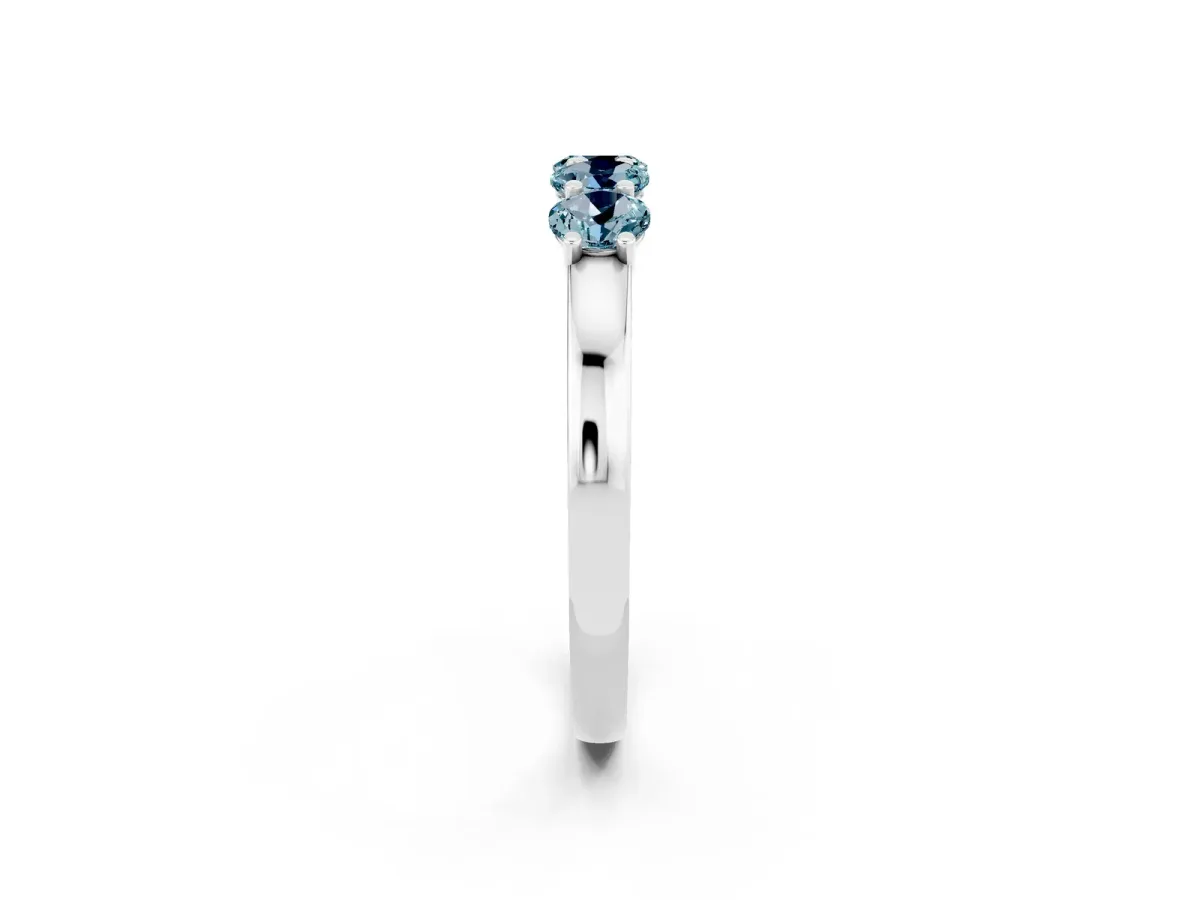 Four-Stone Round Aquamarine Prong-Set Band Platinum