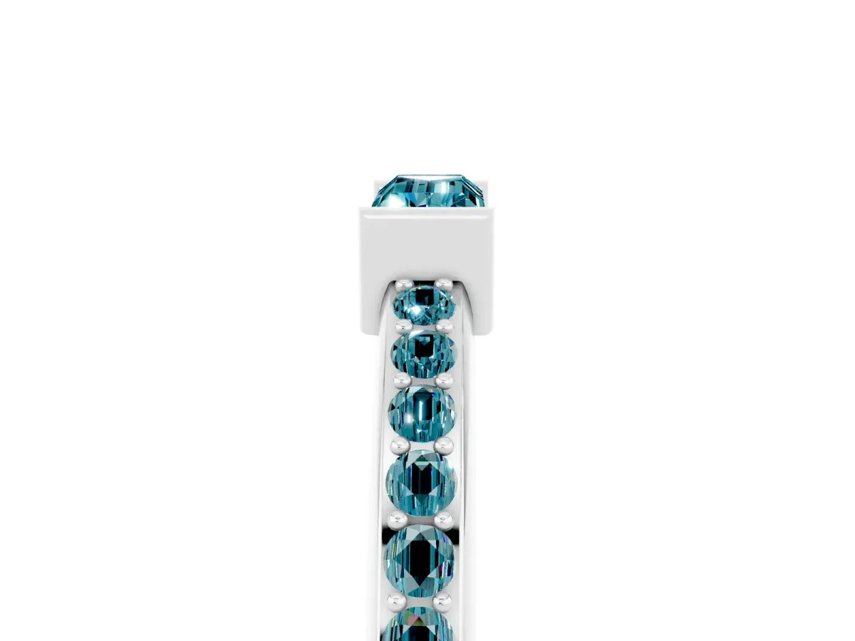 Baguette Blue Topaz Pavé Band with Bar Setting Platinum